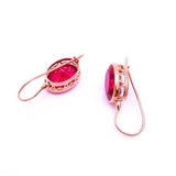 14K Rose Plated Ruby Earrings Wedding Jewelry