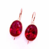 14K Rose Plated Ruby Earrings Wedding Jewelry