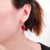 14K Rose Plated Ruby Earrings Wedding Jewelry