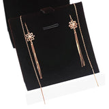 Purple Flower Tassel Earrings 14K Rose Plated Long Chain Ear Line