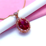 585 Purple Ruby Necklace 14K Rose Pendant Wedding Jewelry