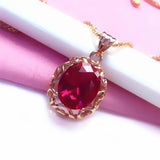 585 Purple Ruby Necklace 14K Rose Pendant Wedding Jewelry