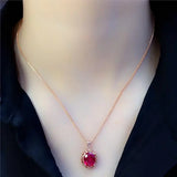 585 Purple Ruby Necklace 14K Rose Pendant Wedding Jewelry
