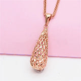Purple Necklace for Women Water Drop Pendant 14K Rose Plated Jewelry
