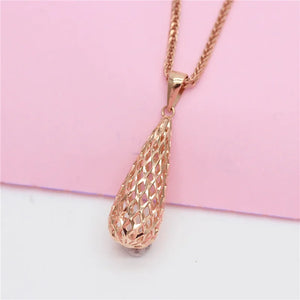 Purple Necklace for Women Water Drop Pendant 14K Rose Plated Jewelry