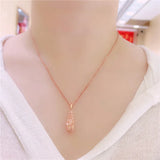 Purple Necklace for Women Water Drop Pendant 14K Rose Plated Jewelry