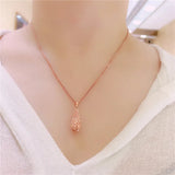 Purple Necklace for Women Water Drop Pendant 14K Rose Plated Jewelry