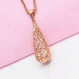 Purple Necklace for Women Water Drop Pendant 14K Rose Plated Jewelry