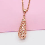 Purple Necklace for Women Water Drop Pendant 14K Rose Plated Jewelry