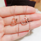 14K Rose Gold Plated Hollow Heart Butterfly Earrings