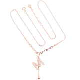 Purple 14K Rose Crystal M Tassel Pendant Necklace Light Wedding Jewelry