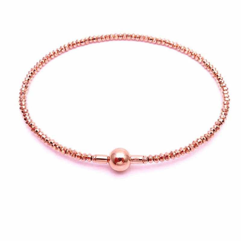 14K Rose Bead Bangles for Women - Set of 585 Light Purple Plated Jewelry