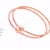 14K Rose Bead Bangles for Women - Set of 585 Light Purple Plated Jewelry
