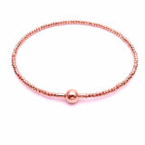 Elegant 14K Rose Bead Bangle Bracelet for Women