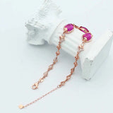 Purple Plated 14K Rose Ruby Charm Bracelet for Women