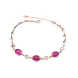 14K Rose Ruby Charm Bracelet for Women