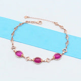 Ruby Charm Bracelet in 14K Rose Gold for Women