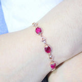 14K Rose Ruby Charm Bracelet for Women