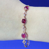 14K Rose Gold Ruby Charm Bracelet for Women