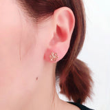 14K Rose Snowflake Earrings Women Sweet Glamour Jewelry
