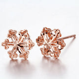 14K Rose Snowflake Earrings Women Sweet Glamour Jewelry