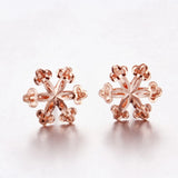 14K Rose Snowflake Earrings Women Sweet Glamour Jewelry