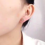 14K Rose Snowflake Earrings Women Sweet Glamour Jewelry