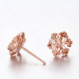 14K Rose Snowflake Earrings Women Sweet Glamour Jewelry