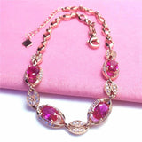 14K Rose Gold Plated Ruby Light Bracelet for Women