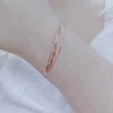 Purple 14K Rose Gold Plated Multi-Layer Soft Chain Bracelet for Women