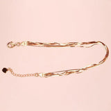 Purple 14K Rose Gold Plated Multi-Layer Soft Chain Bracelet for Women