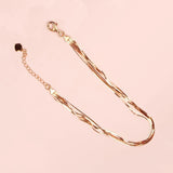 Purple 14K Rose Gold Plated Multi-Layer Soft Chain Bracelet for Women
