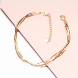 Purple 14K Rose Gold Plated Multi-Layer Soft Chain Bracelet for Women