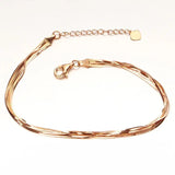 Purple 14K Rose Gold Plated Multi-Layer Soft Chain Bracelet for Women