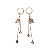 14K Rose Gold Leaf Earrings Purple Plated Chain for Women