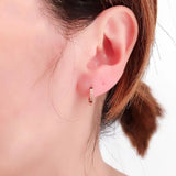 Purple Plated 14K Rose Hoop Earrings for Women Daily Jewelry