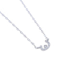 925 Sterling Silver Arabic Letter Charm Necklace for Women