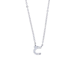 925 Sterling Silver Arabic Letter Charm Necklace for Women