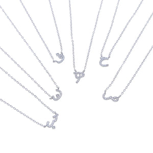 925 Sterling Silver Arabic Letter Charm Necklace for Women