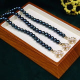 5Color Freshwater Pearl Bracelet for Women 8-9mm F/our-leaf Flower Pendant