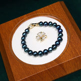 5Color Freshwater Pearl Bracelet for Women 8-9mm F/our-leaf Flower Pendant