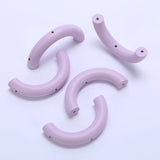 5Pcs Colorful Three Hole Half Wooden Circle Beaded Necklace Bracelet DIY Jewelry
