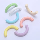 5Pcs Colorful Three Hole Half Wooden Circle Beaded Necklace Bracelet DIY Jewelry