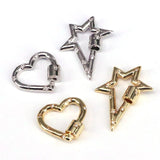 5Pcs Pave CZ Star/Heart/Oval Screw Clasp Carabiner Jewelry