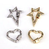 5Pcs Pave CZ Star/Heart/Oval Screw Clasp Carabiner Jewelry