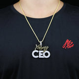 5mm Tennis Chain Letter CEO Pendant Necklace Hip Hop Iced Out CZ Stone