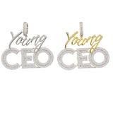 5mm Tennis Chain Letter CEO Pendant Necklace Hip Hop Iced Out CZ Stone