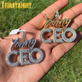 5mm Tennis Chain Letter CEO Pendant Necklace Hip Hop Iced Out CZ Stone