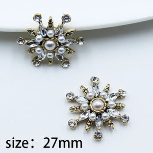 5pcs Snowflake Shaped Alloy Pearl Rhinestone Jewelry Accessory Box Decoration