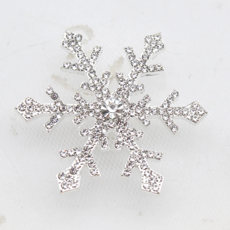5pcs 4.5cm Silver Snowflake Decoration Rhinestone Jewelry Accessories